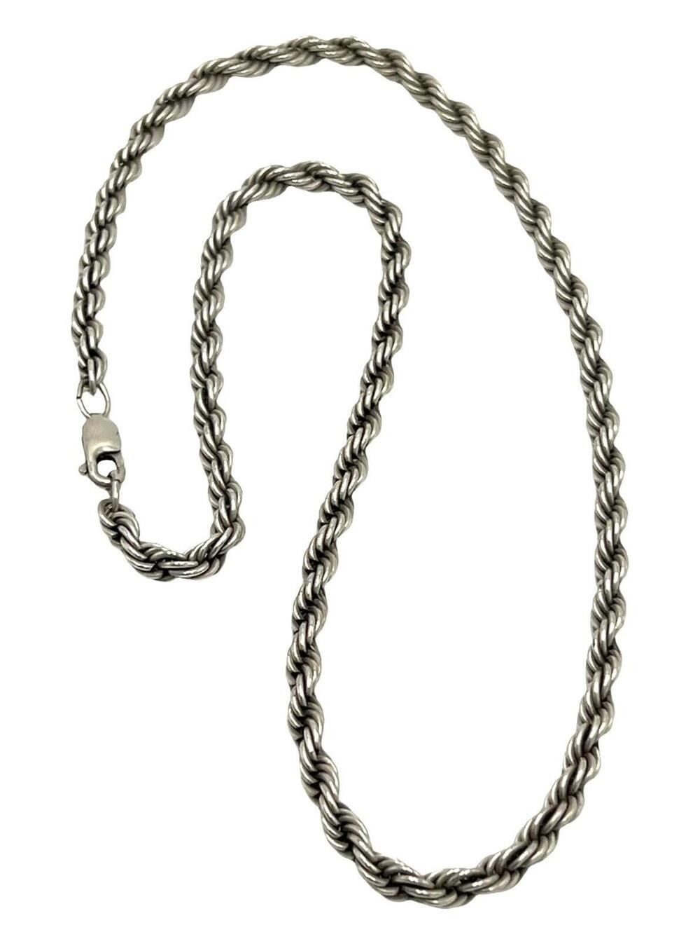 Vintage Heavy Sterling Silver Twisted Rope Chain Necklace